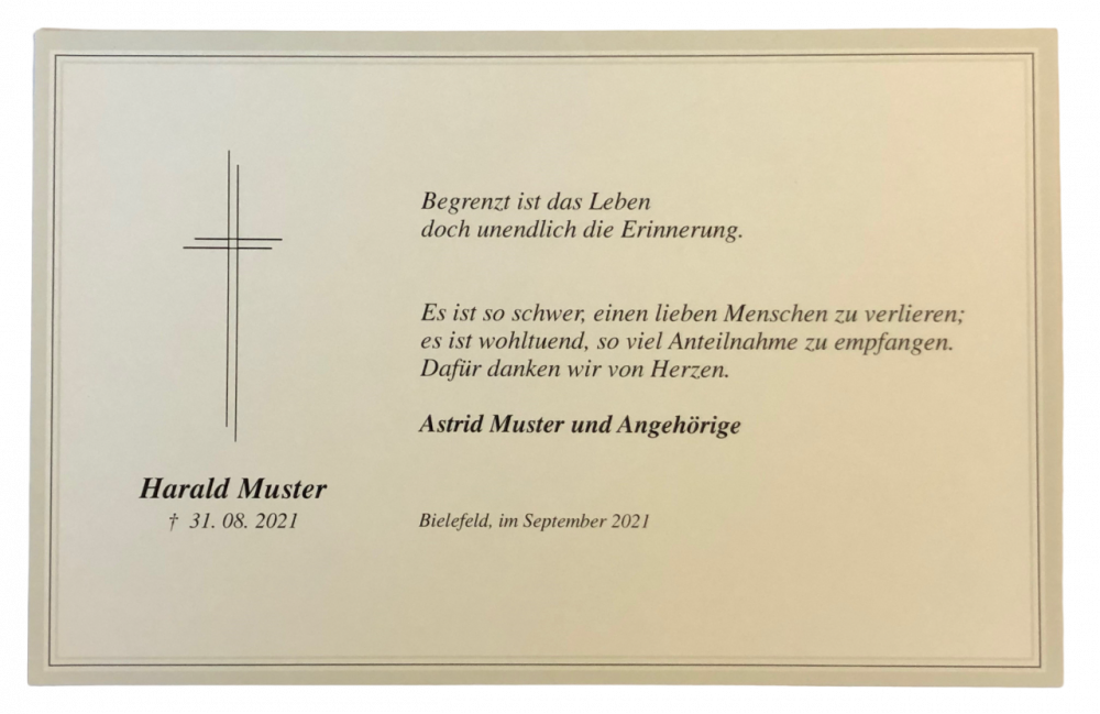 Beispiel einer Dankkarte mit doppeltem Rand